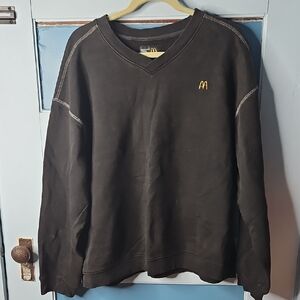 Vintage McDonald’s Men’s Black V-Neck Sweatshirt XL